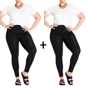 2 Avenue Plus Size S/M Black Velvet Soft Cozy Leggings Lagenlook Warm 160-220LBS
